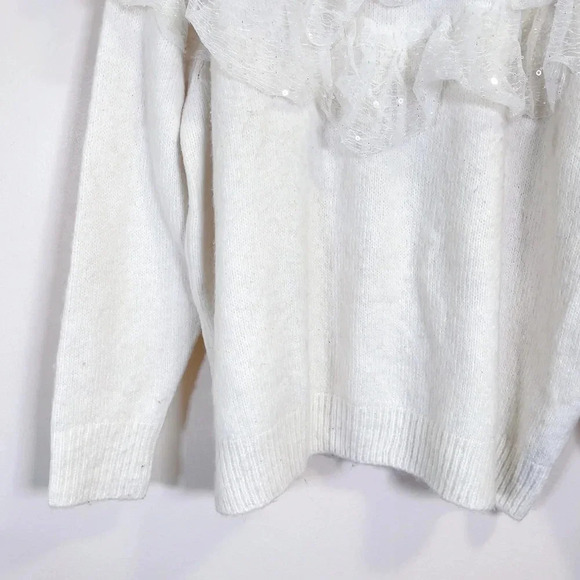 Zara Sequin Ruffle Crew Neck Oversized Sweater - Picture 6 of 13